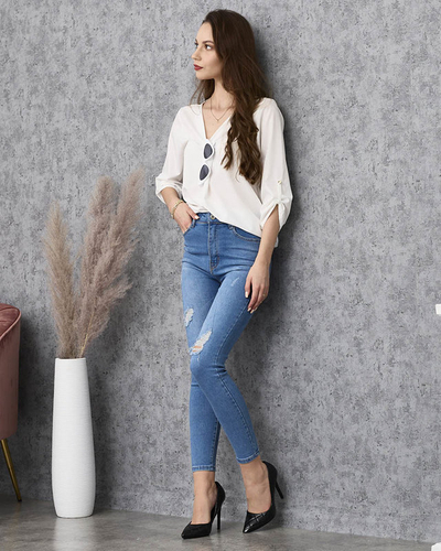 Blue women's tube jeans push up - Clothing