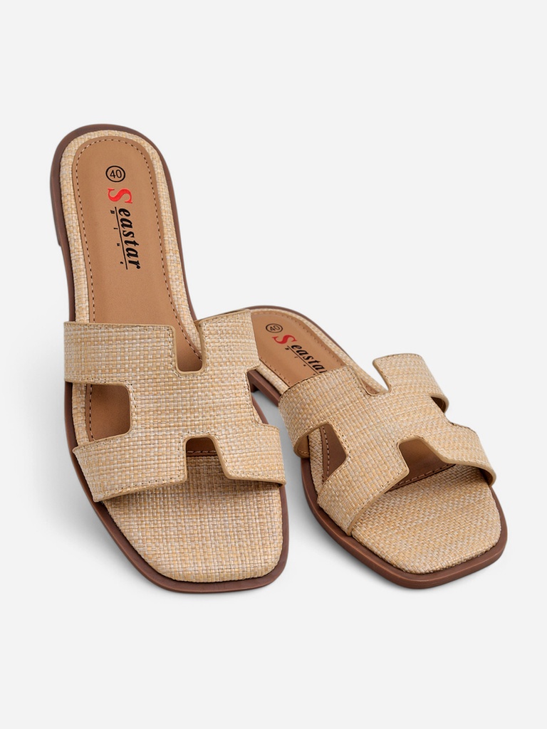 Letizia women's beige sandals comfortable flat ecological leather summer