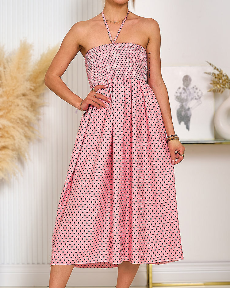 Royalfashion Sieviešu kleita ar punktiņiem līdz ceļgaliem