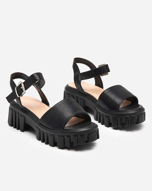 OUTLET Black women's sandals on a thicker sole Nerile - Footwear