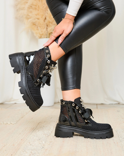 Royalfashion Women's openwork boots in black Afaserr