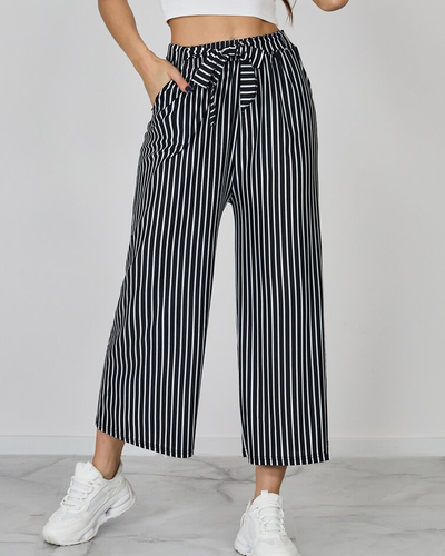 Royalfashion Women's wide striped pants 7/8