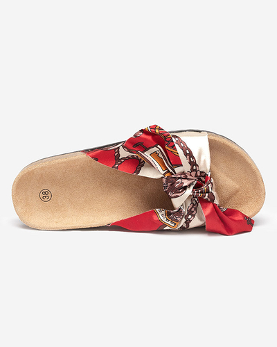 Women's red slippers with a fashionable fabric upper Laneso - Footwear