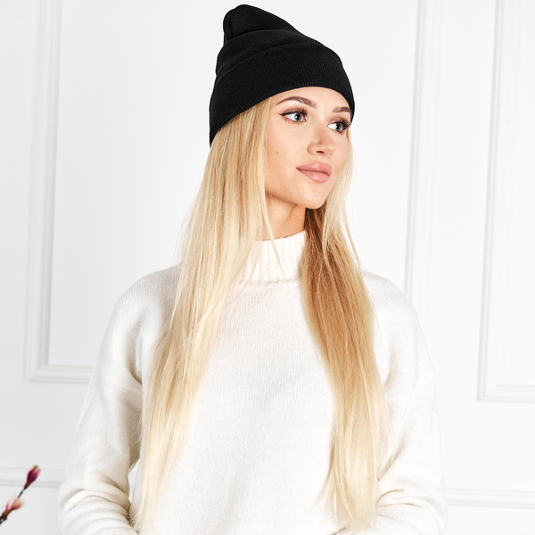 Women's black double-layer beanie - Accessories