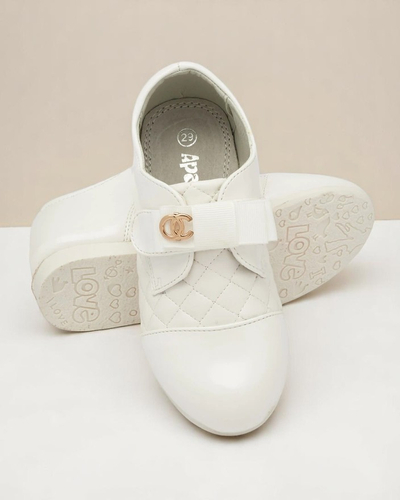 Meiteņu balti stepēti eko ādas pusapavi Mawert- Footwear