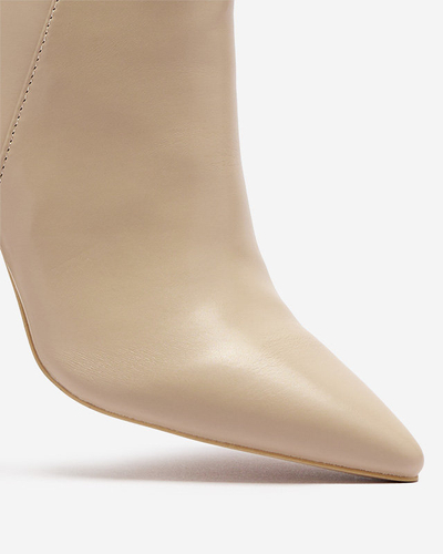 Beige women's boots decorated with studs Sertika - Footwear