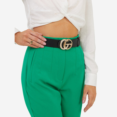 Women's black eco-leather belt - Accessories