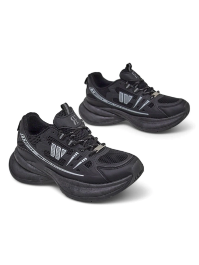 Športni ženski čevlji Royalfashion Hypatia črni s plosko peto 5 cm