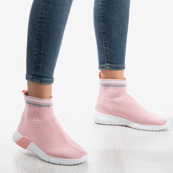 Pink sports shoes with decorative sock Sallitsa - Footwear