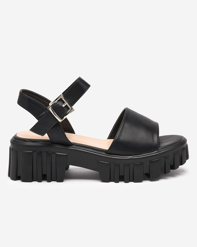 OUTLET Black women's sandals on a thicker sole Nerile - Footwear