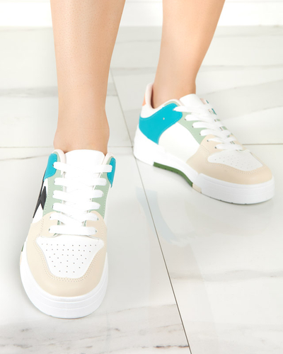 Beige and blue women's sports shoes Tremsi sneakers - Footwear
