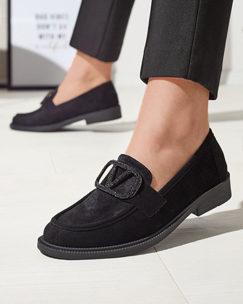 Black women's moccasins with ornament Fogras- Footwear