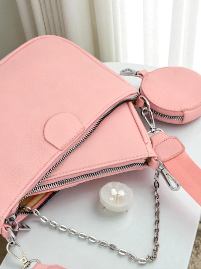 Amara Rosa Women's Handbag – Pink Eco-Leather Crossbody Bag with Chain