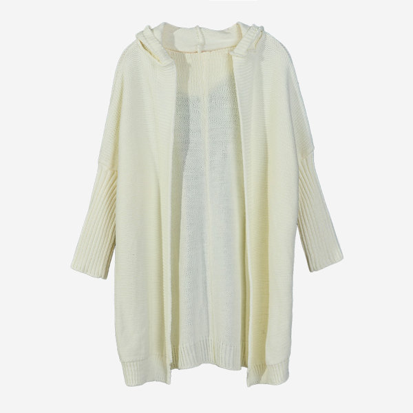 Women's white long cape cardigan with a hood - Clothing