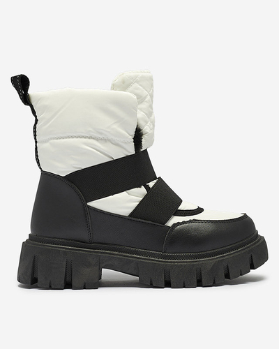 Sieviešu sniega zābaki ar plakanu zoli melnā un baltā krāsā Ferory- Footwear