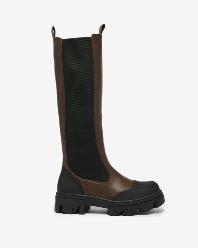 Royalfashion Dark brown women's mid-calf boots Blyss