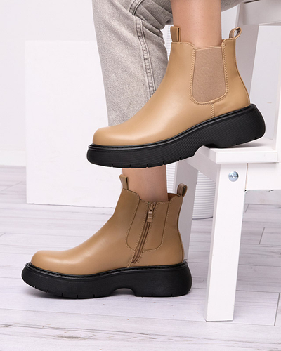 Gaiši brūni sieviešu zābaki uz biezākas zoles Somico- Buty