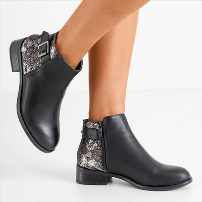 Black women's boots with flat heels Fireli - Footwear