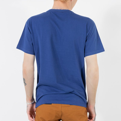Men's cobalt cotton T-shirt with print - Clothing