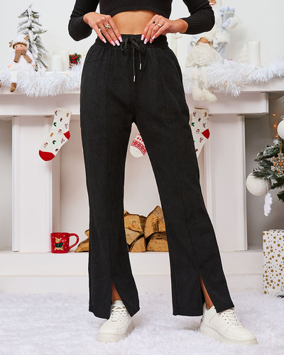 Royalfashion Black corduroy women's fabric pants