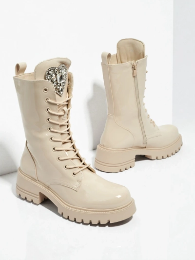 Emelune patent lace-up women's ankle boots