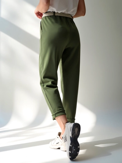 Royalfashion Простые женские брюки с поясом