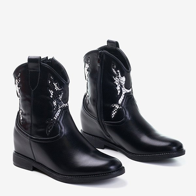 Черные женские ботильоны на скрытой танкетке Walter