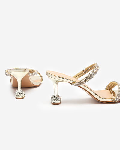 OUTLET Gold lacquered slippers with low heels Lakopi - Footwear