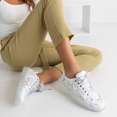 Women's white sports shoes with sequins Polja - Footwear