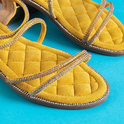 Yellow women's sandals with zircons Swirelli - Footwear