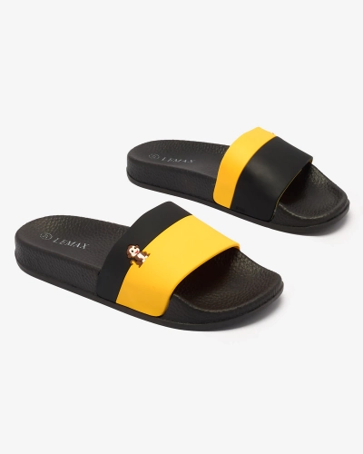 Royalfashion Yellow and black women's rubber flip-flops Lierigs