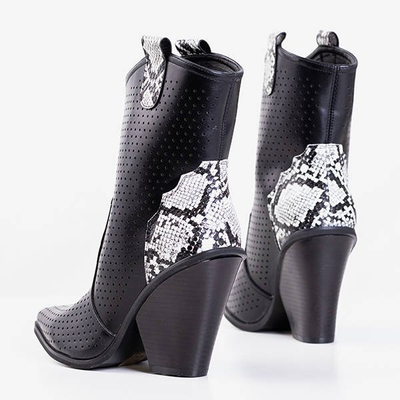 Black cowboy boots with snake skin embossing Qiana - Shoes