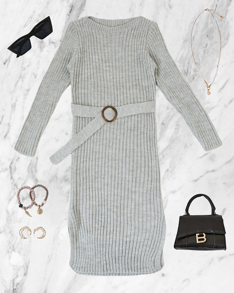 Royalfashion Gray women's sweater dress