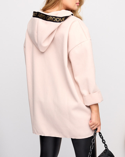 Light pink women's jacket - coat with decoration - Clothing