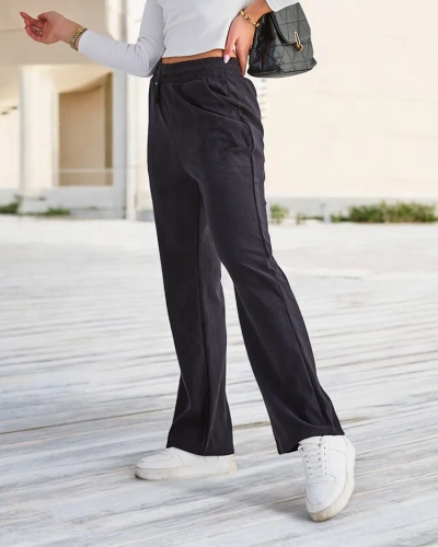 Royalfashion Navy blue women's corduroy fabric pants