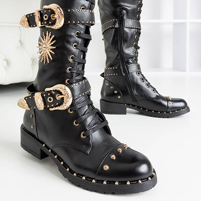 Black boots with gold ornaments Antanasia - Footwear