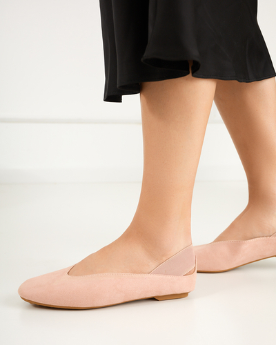 Pink women's ballerinas with a square toe Lojara - Footwear