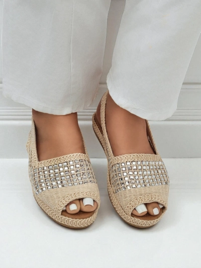 Sieviešu espadrilju sandales ar rhinestone rotājumiem Belle Sparkle