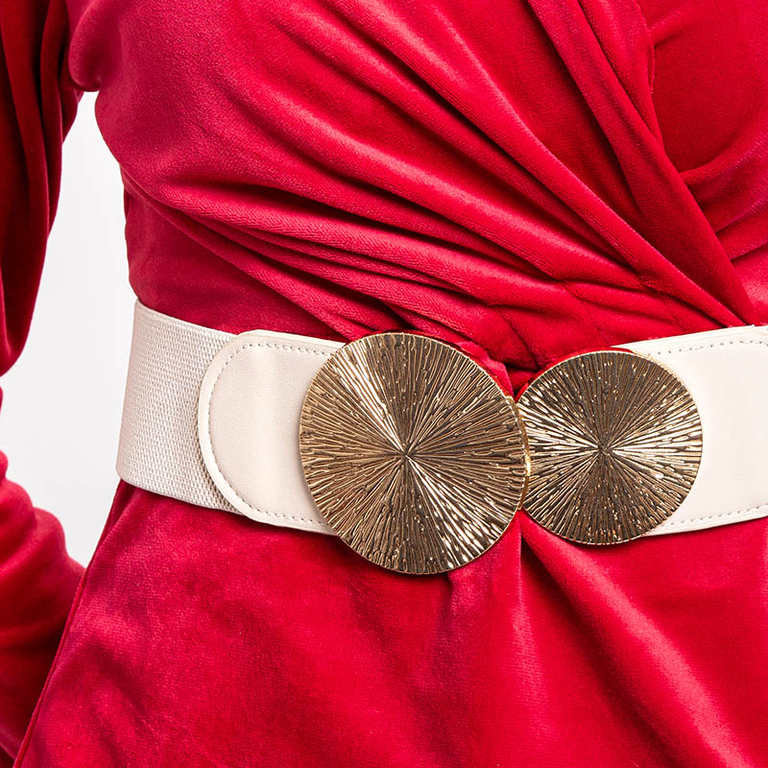 Ladies 'beige elastic belt with a buckle - Accessories