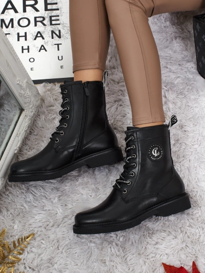 Eko skórzane sznurowane botki damskie Tavira