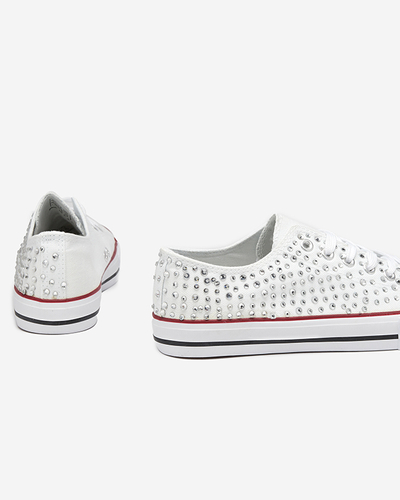 White low sneakers with cubic zirconias Toutu - Footwear