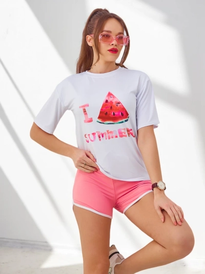 Royalfashion Sieviešu sporta komplekts ar t-kreklu un šortiem Arbūzs