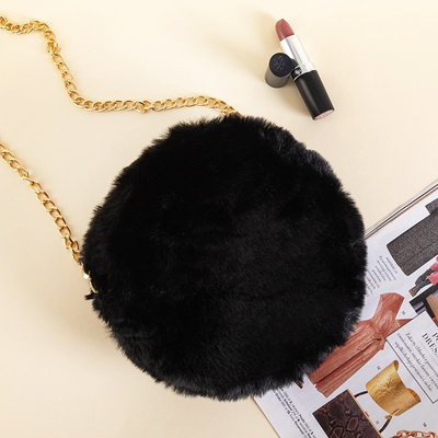 Small black fur handbag - Accessories