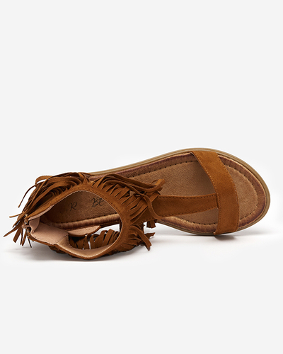 Women's sandals with camel tassels Clov- Footwear