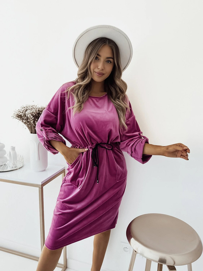 Royalfashion Sieviešu fuksijas krāsas midi kleita