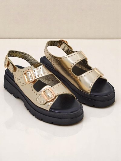 Royalfashion Women's Thick Sole Sandals with Rhinestones Rocky Chic