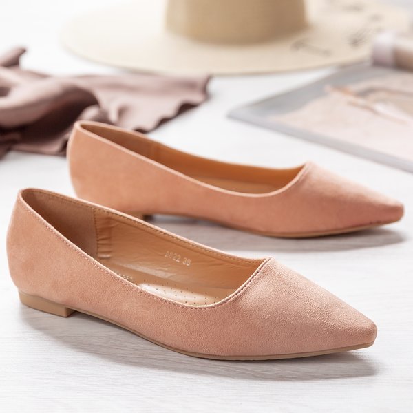Różowe baleriny ze szpicowatym noskiem Revissela - Obuwie