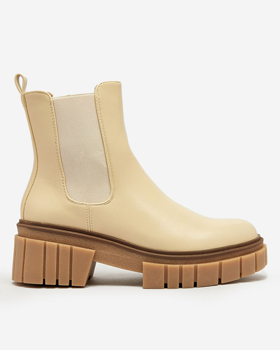 Royalfashion Beige women's boots on a solid sole Eferope
