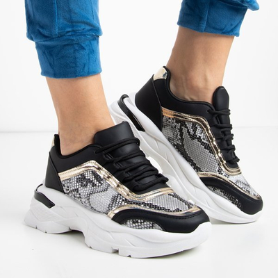 Black women's sports shoes with embossing a'la snake skin Botar - Footwear