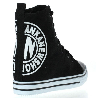 Black, fabric wedge sneakers - Footwear 1